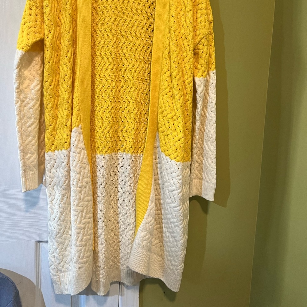 Yellow & White Cardigan Sweater